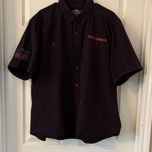 Harley-Davidson Black with Orange stripes. Casual Shirt size 2XL.